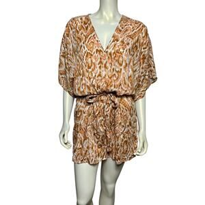Cupshe V-Neck Tie-Waist Romper, Size M, Animal Print